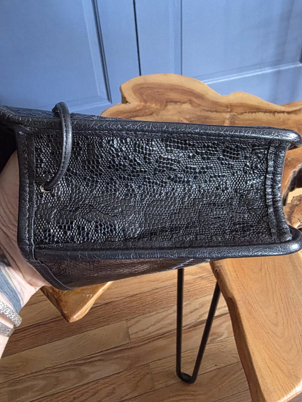 NWT Vintage Carlos Falchi Black Patchwork Exotic Skin Convertible Clutch